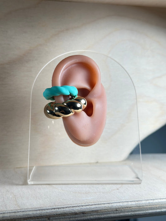 Ear Cuff Gold & Blue